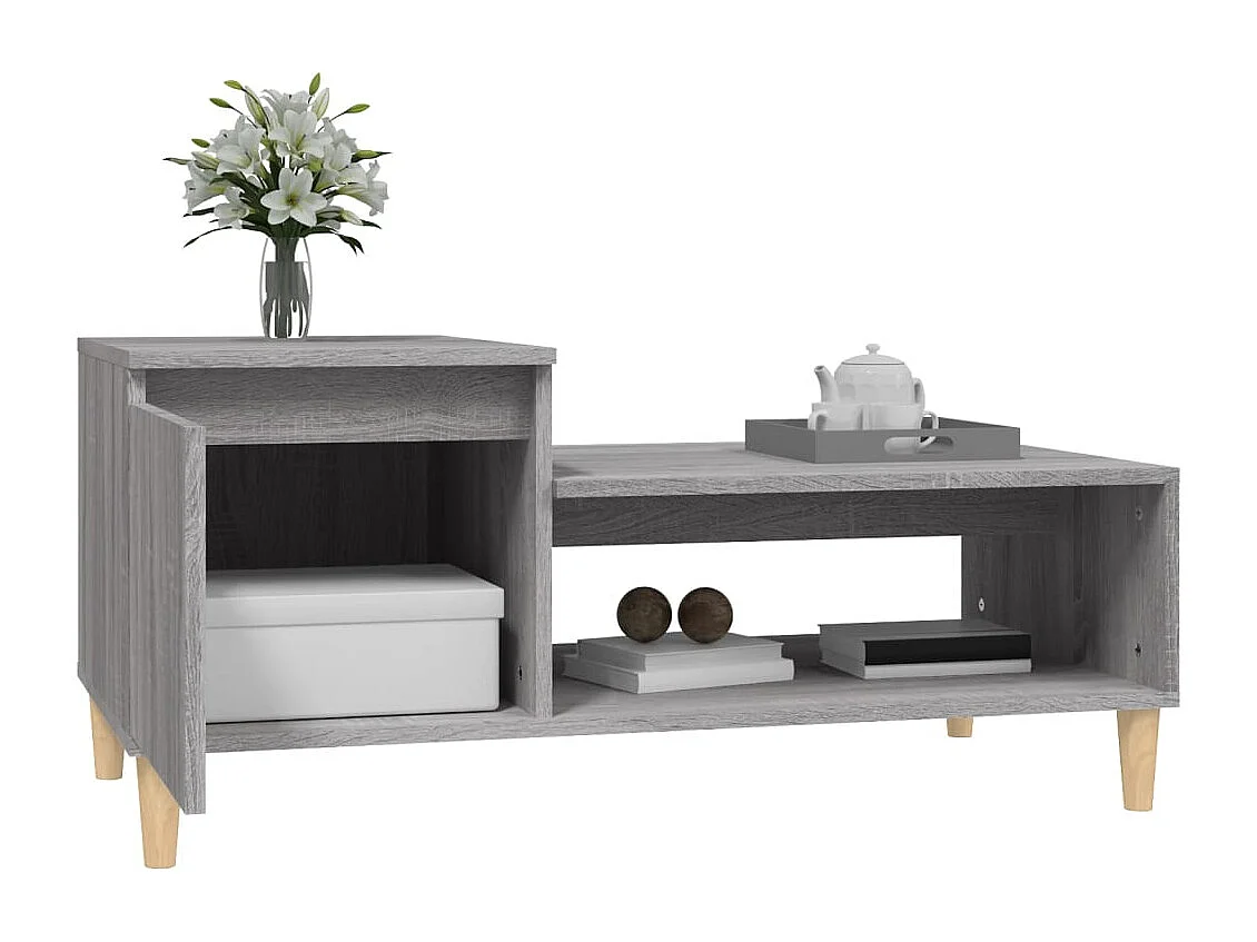 Mesa de centro madera contrachapada gris Sonoma 100x50x45 cm
