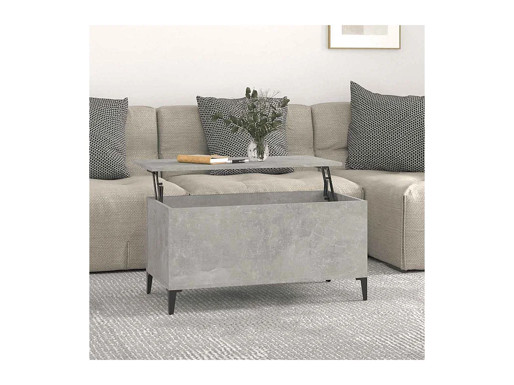 Table basse Gris béton 90x44,5x45 cm Bois d'ingénierie
