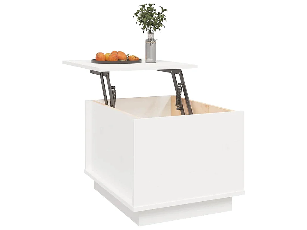 Table basse Blanc 40x50x35 cm Bois massif de pin