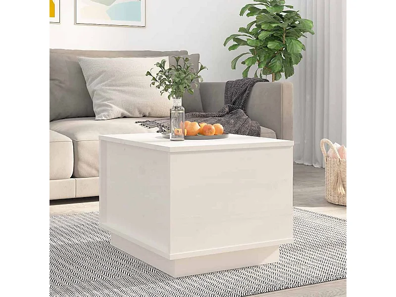 Mesa de centro de madera maciza de pino blanco 40x50x35 cm