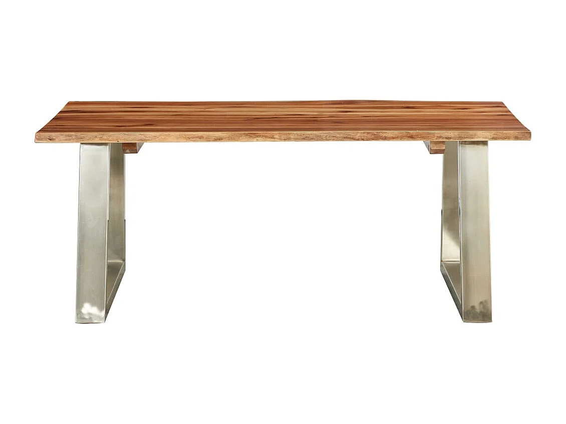 Table basse 100x60x40 cm Bois d'acacia et acier inoxydable
