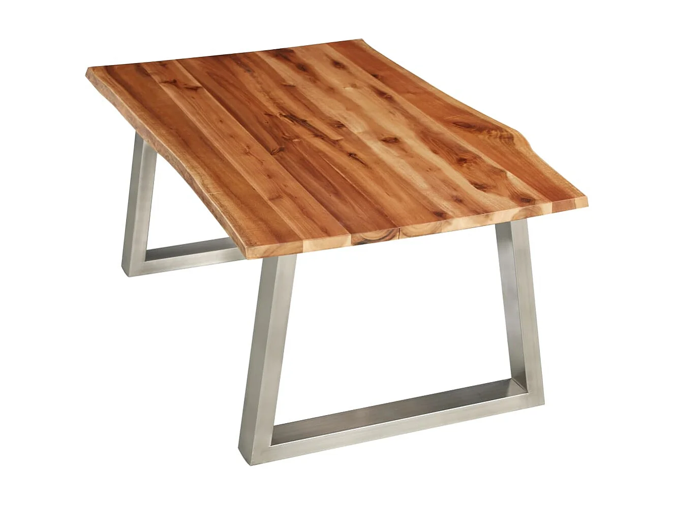 Table basse 100x60x40 cm Bois d'acacia et acier inoxydable