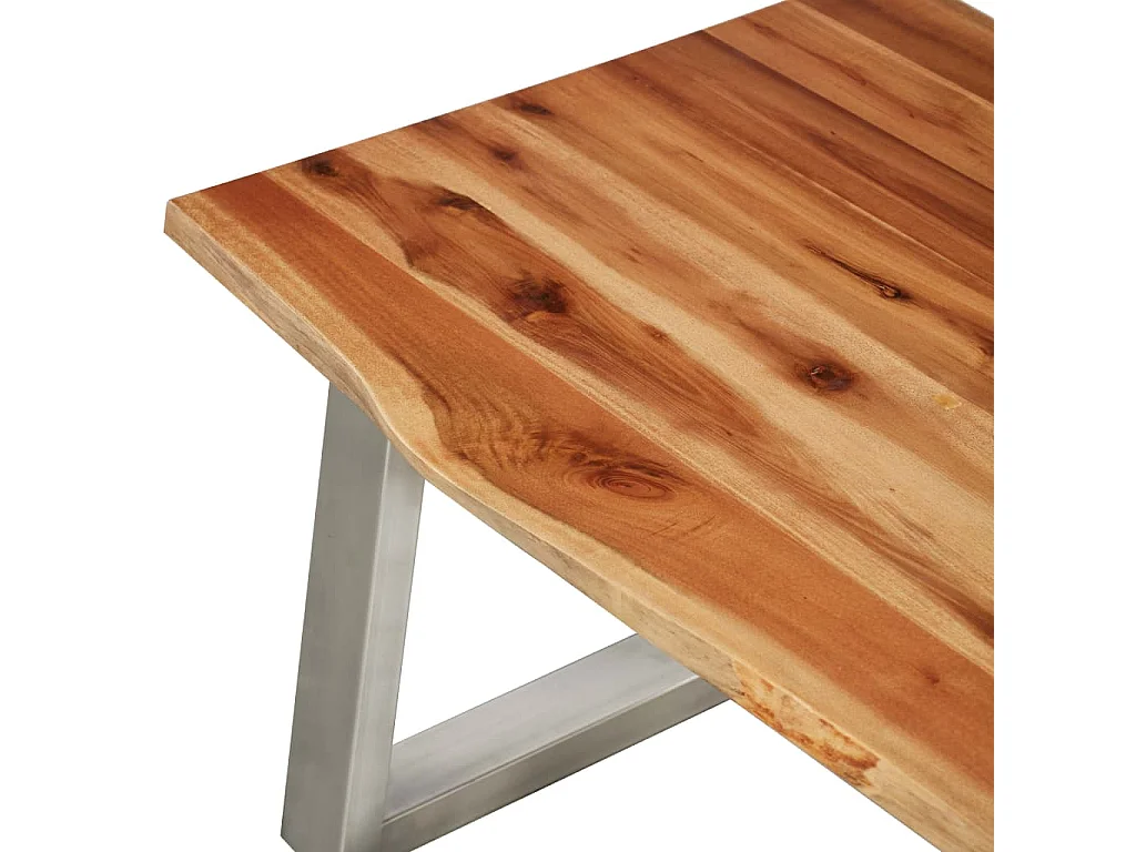 Table basse 100x60x40 cm Bois d'acacia et acier inoxydable