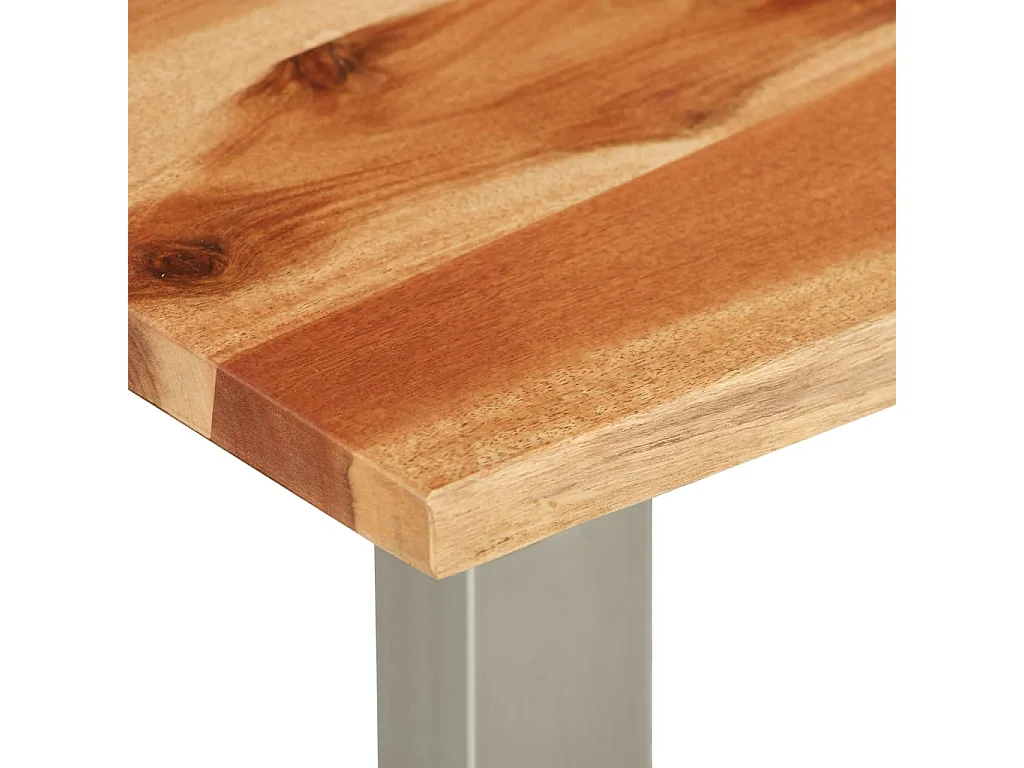 Table basse 100x60x40 cm Bois d'acacia et acier inoxydable