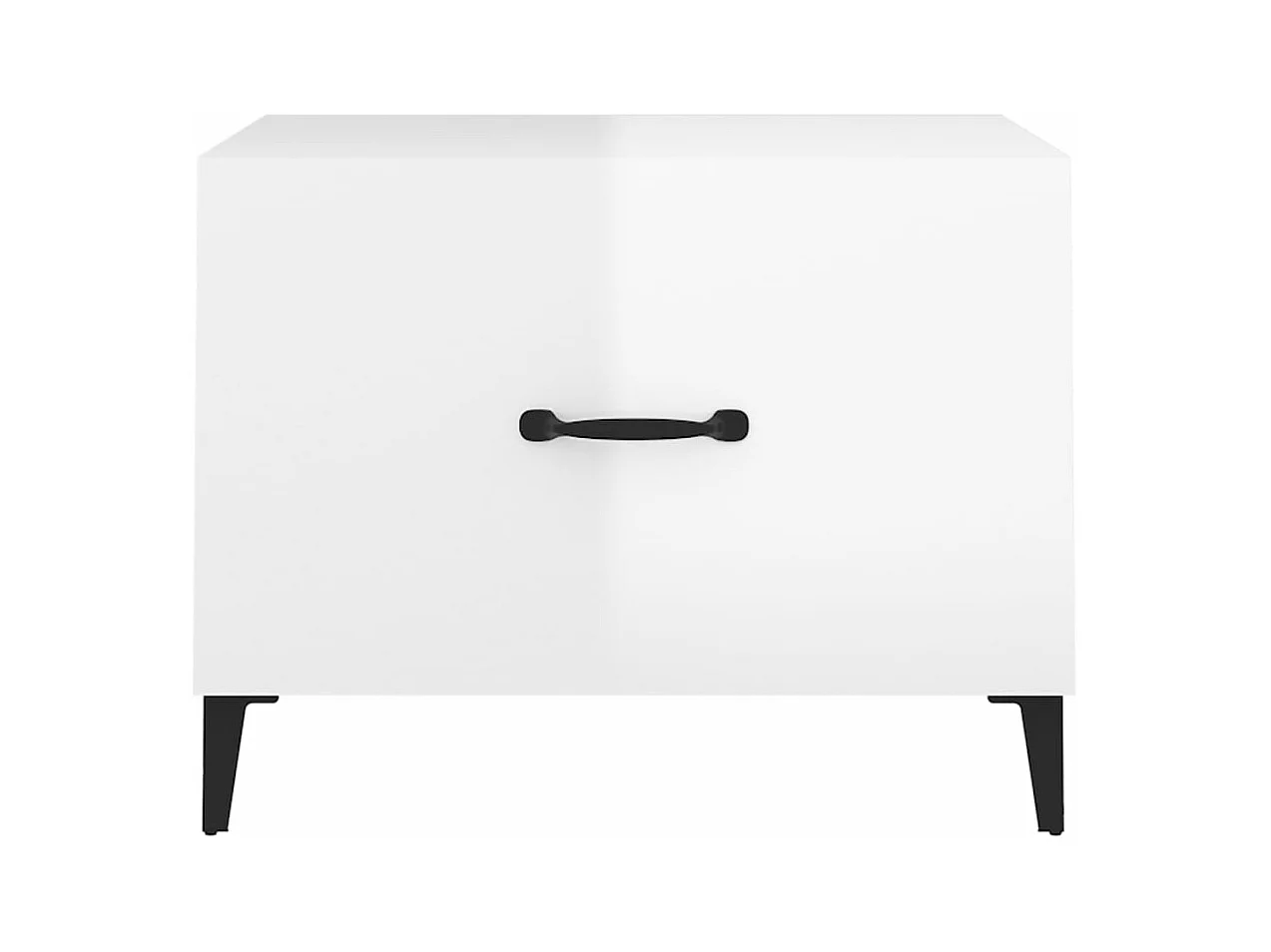 Mesa de centro patas de metal 2 uds blanco brillo 50x50x40 cm