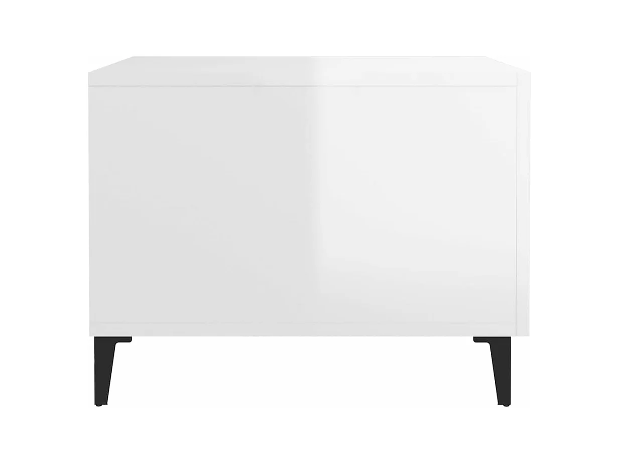 Couchtische mit Metallbeinen 2 Stk. Hochglanz-Weiß 50x50x40 cm