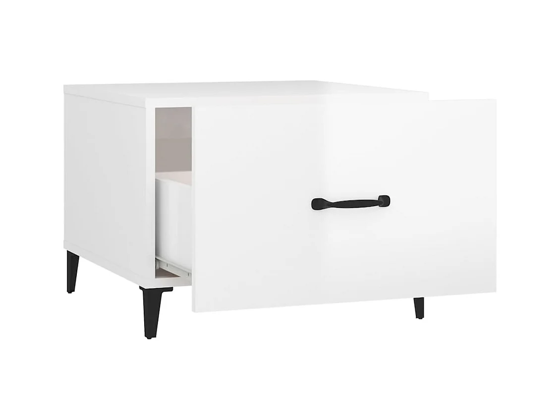 Couchtische mit Metallbeinen 2 Stk. Hochglanz-Weiß 50x50x40 cm