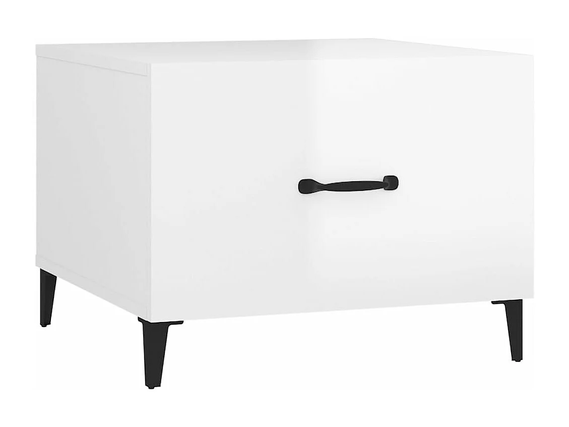 Tables basses avec pieds métal 2 pcs Blanc brillant 50x50x40 cm