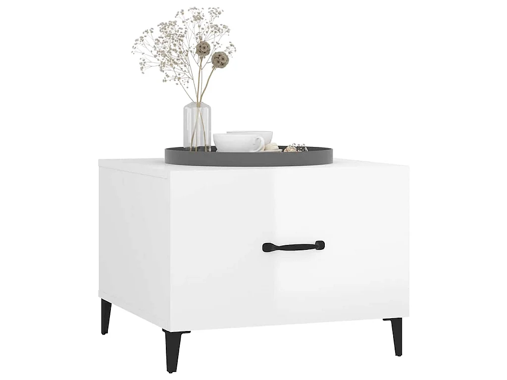 Tables basses avec pieds métal 2 pcs Blanc brillant 50x50x40 cm