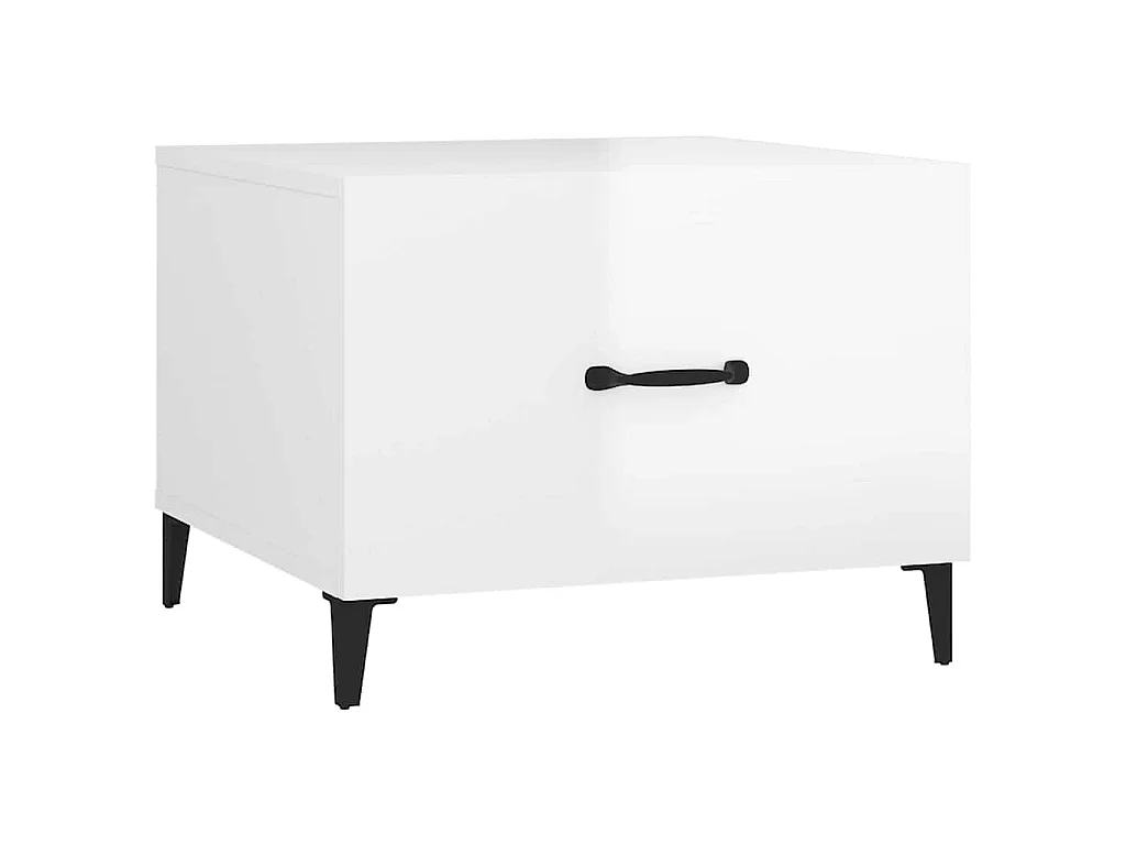 Tables basses avec pieds métal 2 pcs Blanc brillant 50x50x40 cm