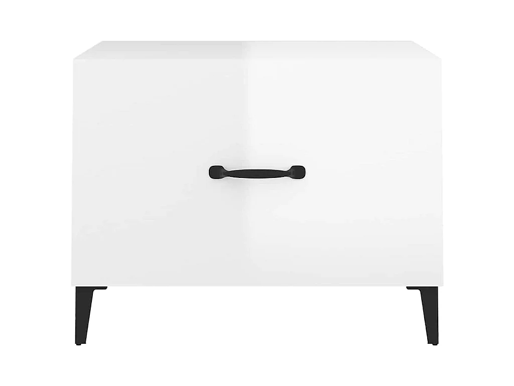 Tables basses avec pieds métal 2 pcs Blanc brillant 50x50x40 cm