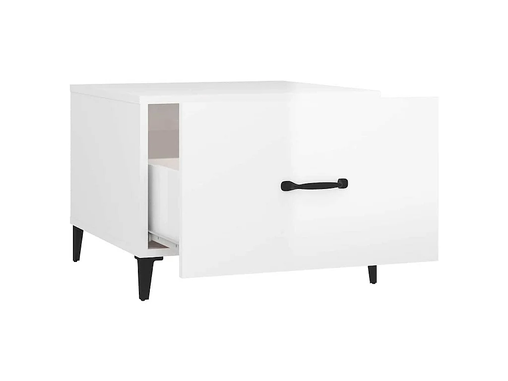 Tables basses avec pieds métal 2 pcs Blanc brillant 50x50x40 cm