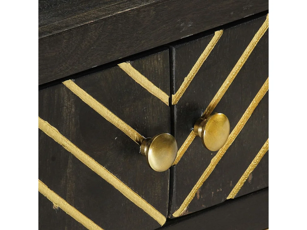 Couchtisch Schwarz und Golden 90 x 50 x 35 cm Massivholz Mango