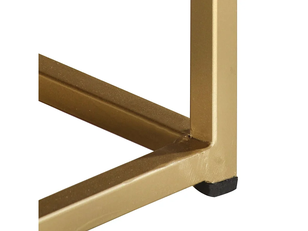 Couchtisch Schwarz und Golden 90 x 50 x 35 cm Massivholz Mango