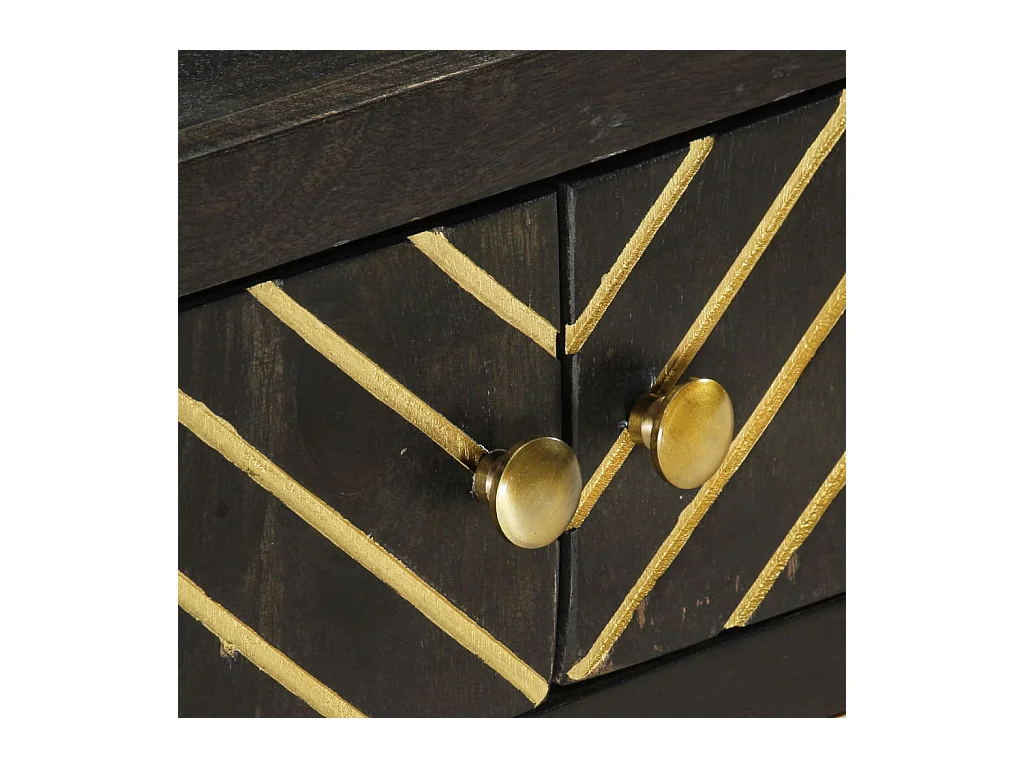 Table basse Noir et doré 90x50x35 cm Bois solide de manguier