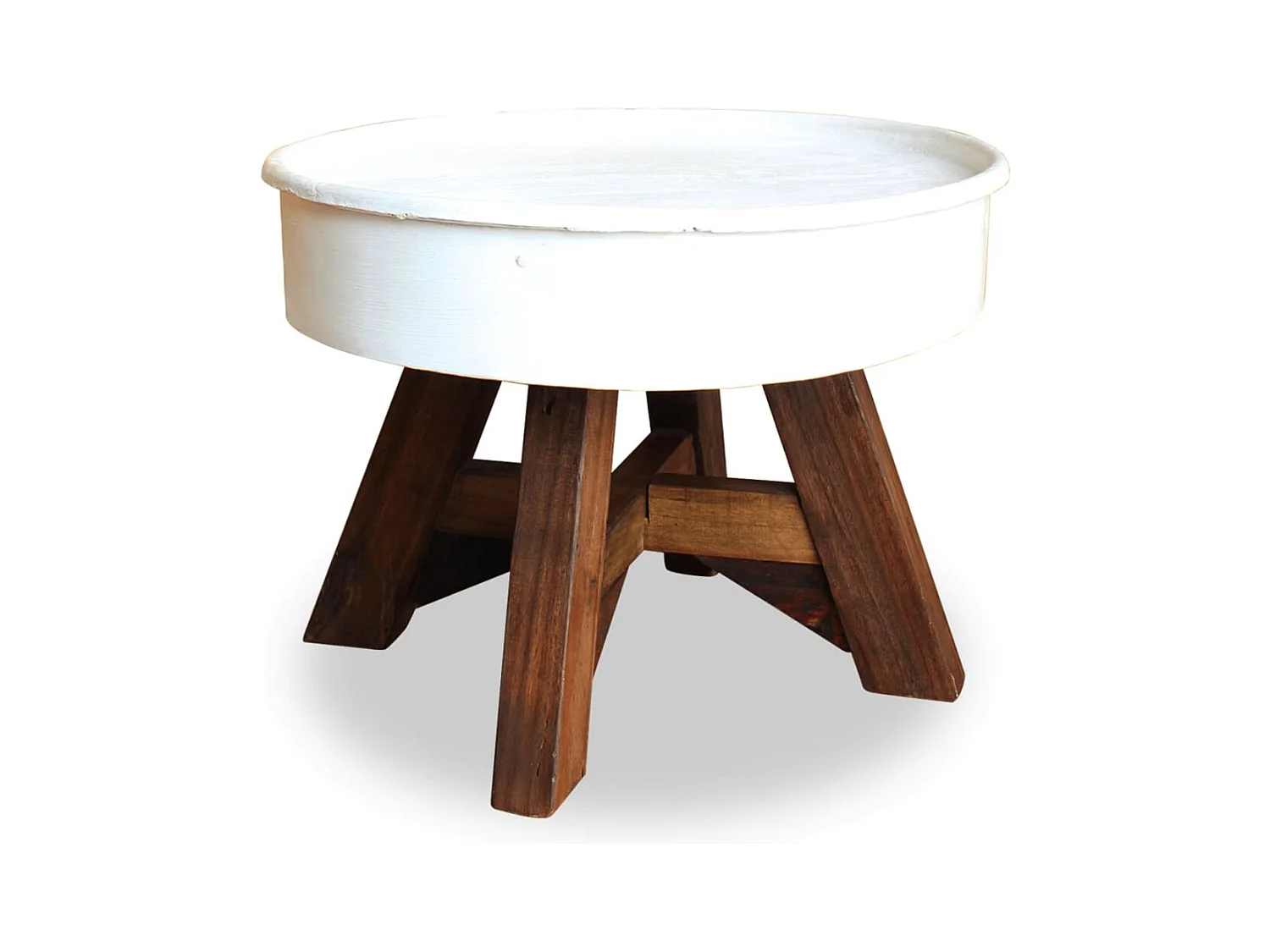 Salontafel 60x45 cm massief gerecycled hout wit