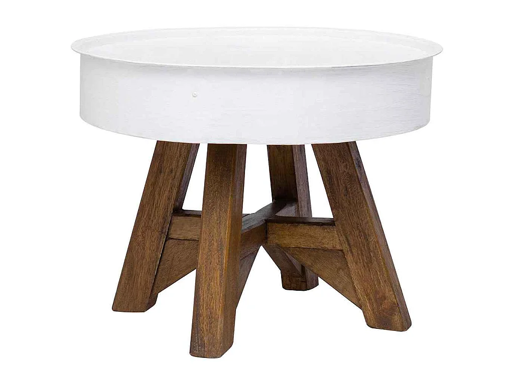 Table basse Bois de récupération massif 60x45 cm Blanc