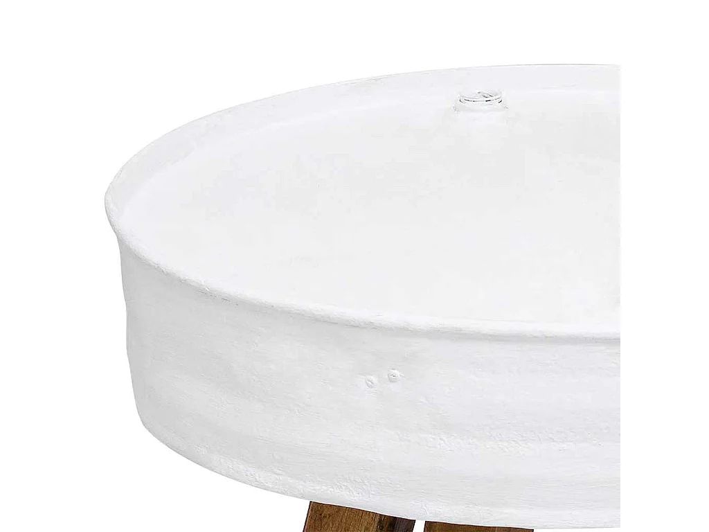 Table basse Bois de récupération massif 60x45 cm Blanc