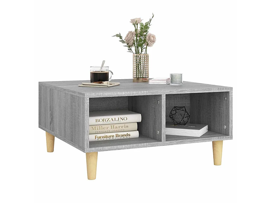 Table basse sonoma gris 60x60x30 cm bois d'ingénierie