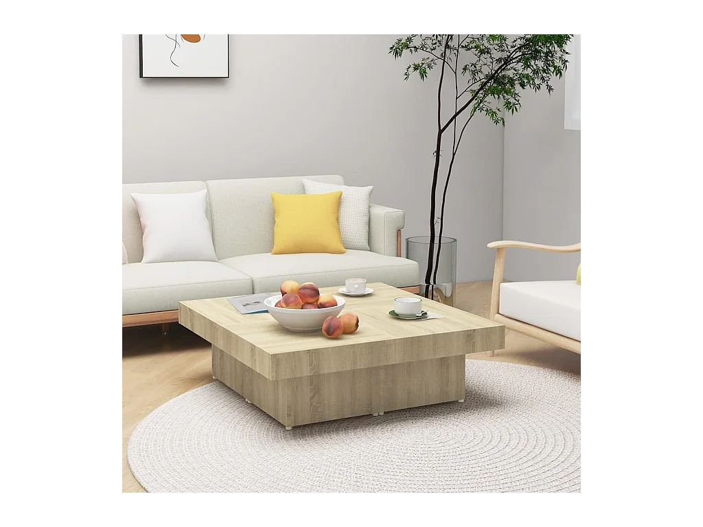 Table basse chêne sonoma 90x90x28 cm bois d'ingénierie