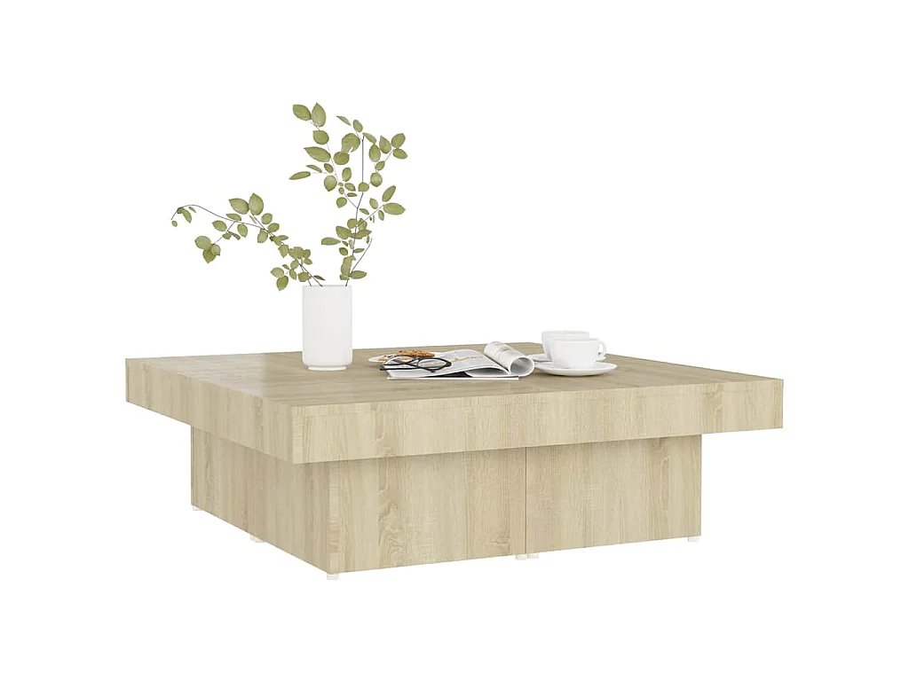 Table basse chêne sonoma 90x90x28 cm bois d'ingénierie