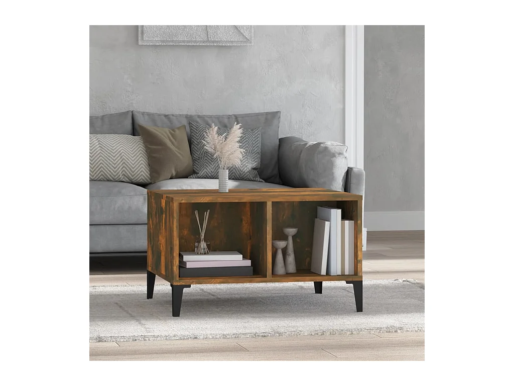 Table basse Chêne fumé 60x50x36,5 cm Bois d'ingénierie
