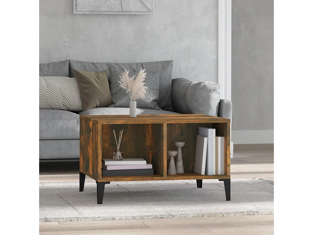 Salontafel 60x50x36,5 cm bewerkt hout gerookt eikenkleurig