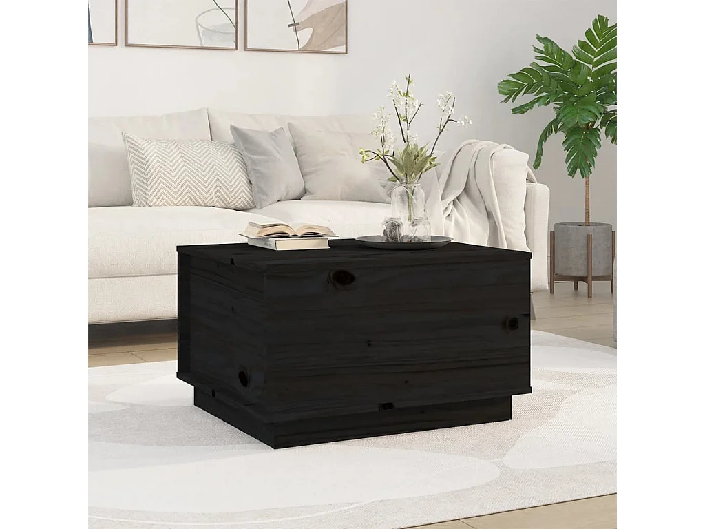 Salontafel 60x50x35 cm massief grenenhout zwart