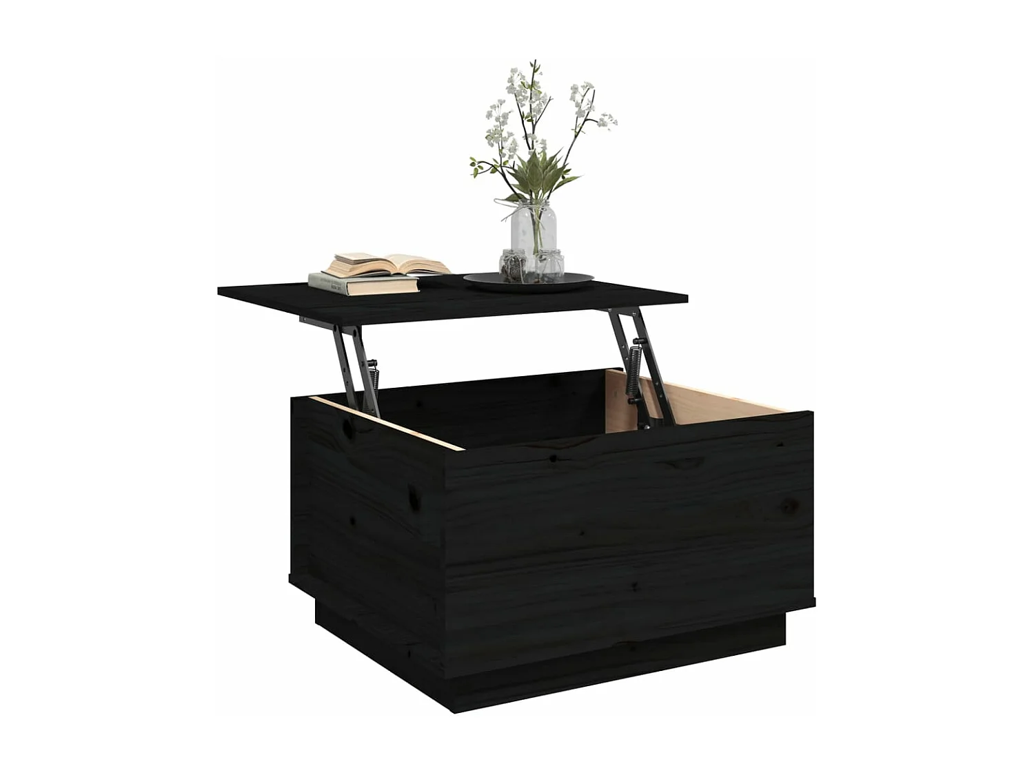 Salontafel 60x50x35 cm massief grenenhout zwart