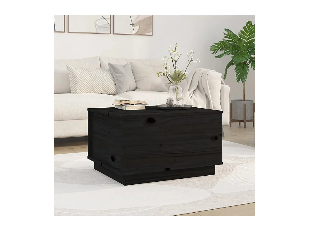 Salontafel 60x50x35 cm massief grenenhout zwart
