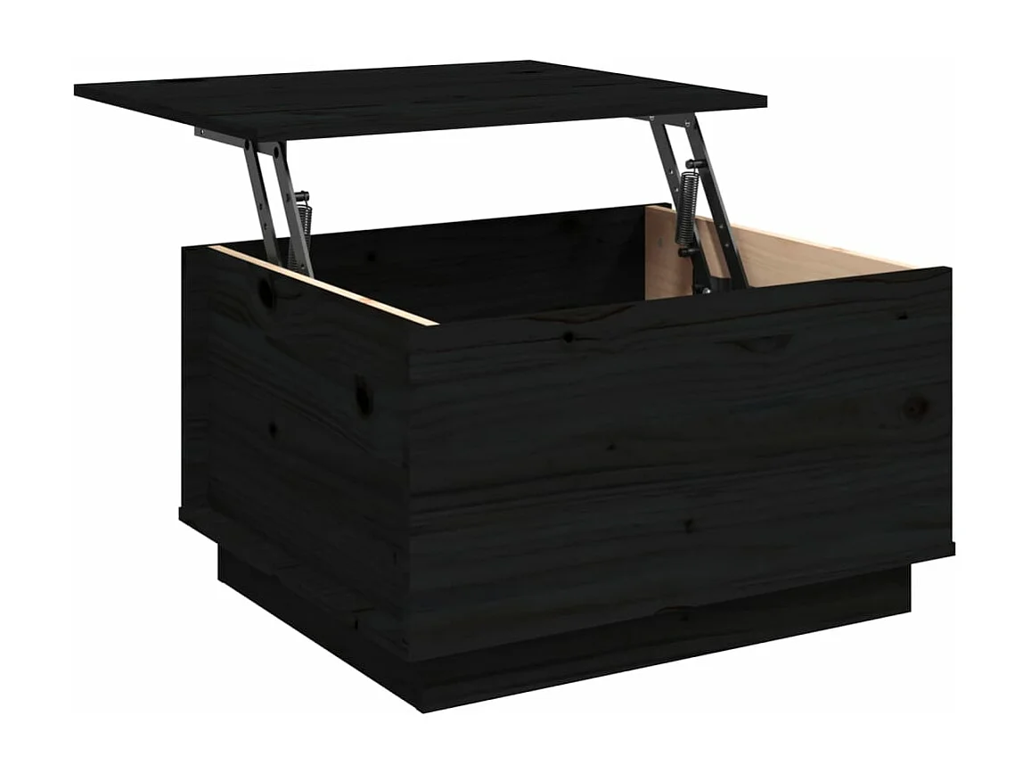 Table basse Noir 60x50x35 cm Bois massif de pin