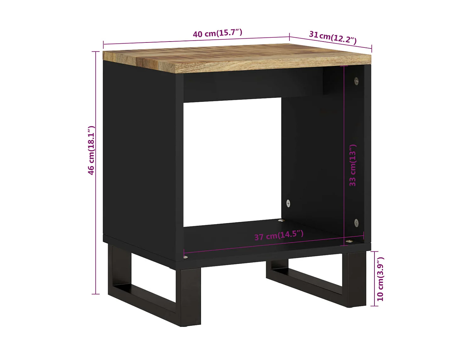 Table basse 40x31x46 cm Bois de manguier solide et d'ingénierie