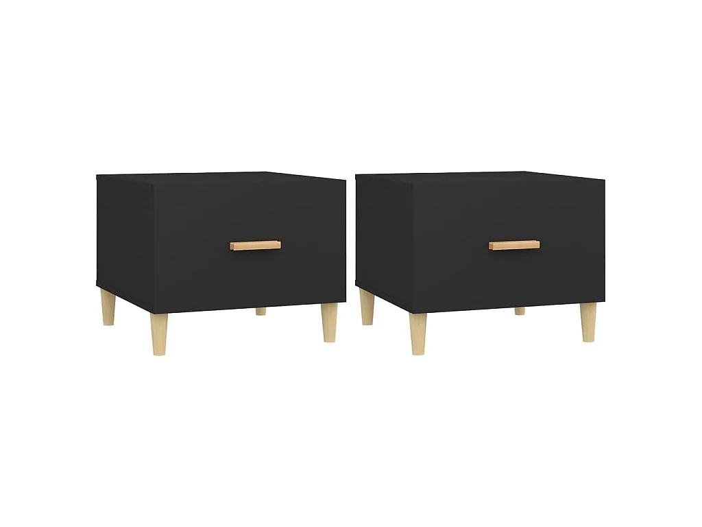 Tavolini da Salotto 2 pz Neri 50x50x40 cm in Legno Multistrato