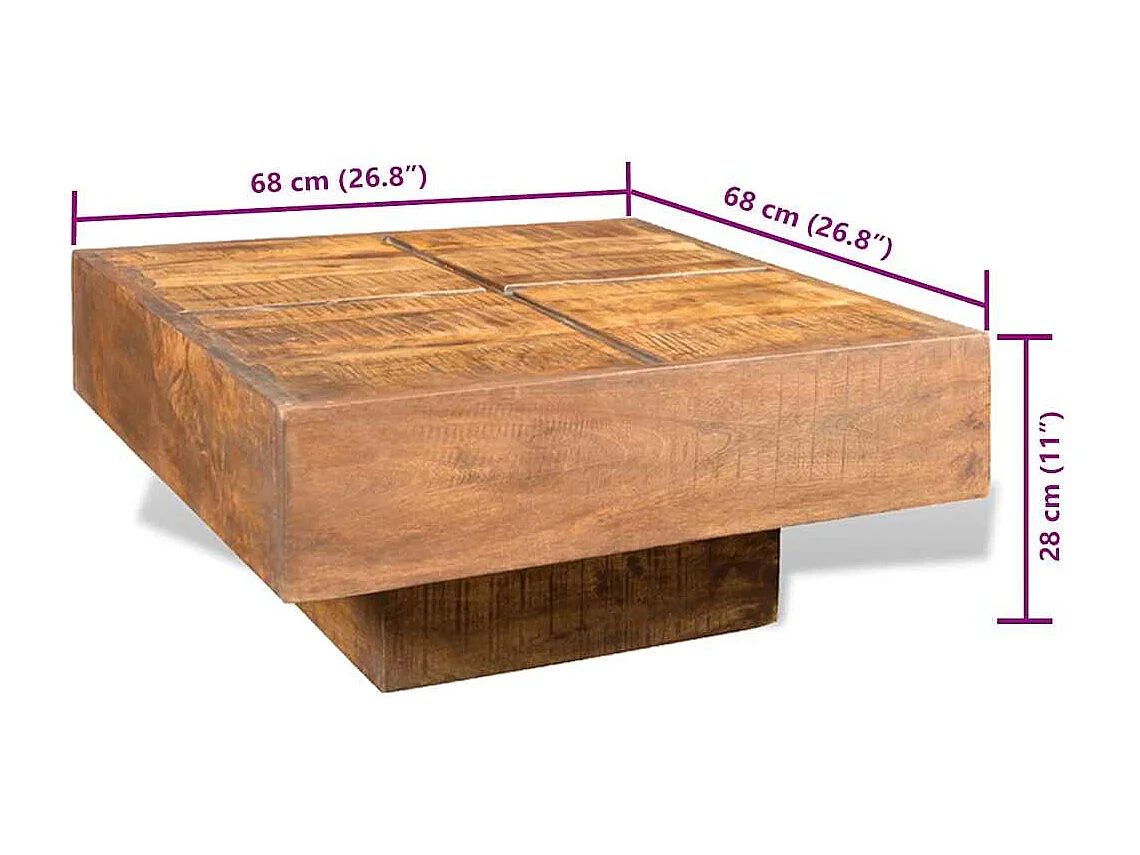 Table basse carrée Marron Bois massif de manguier