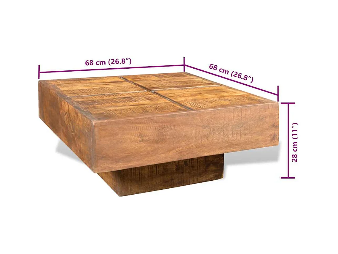 Table basse carrée Marron Bois massif de manguier