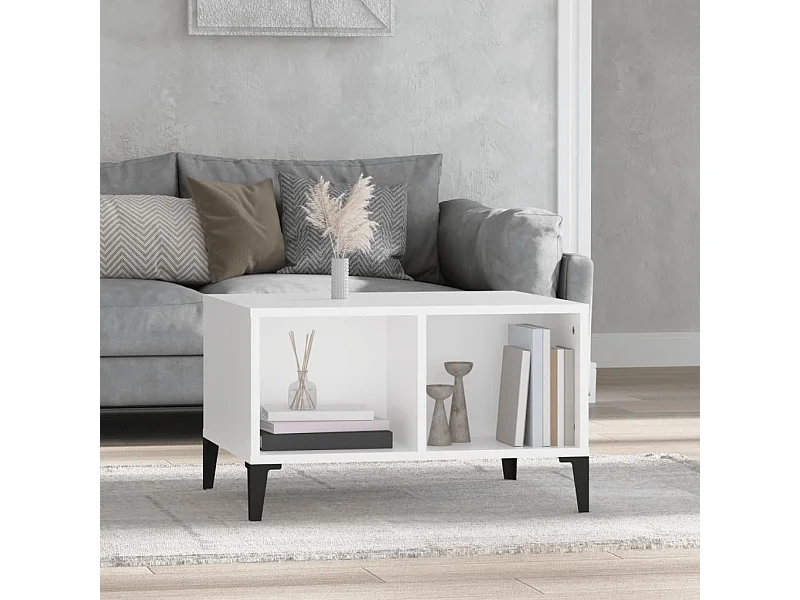 Tavolino da Salotto Bianco 60x50x36,5 cm in Legno Multistrato