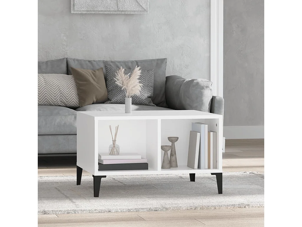 Tavolino da Salotto Bianco 60x50x36,5 cm in Legno Multistrato