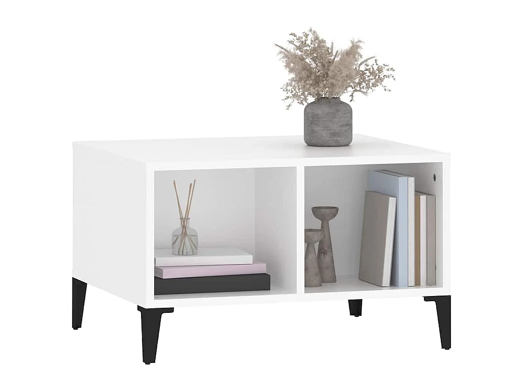 Tavolino da Salotto Bianco 60x50x36,5 cm in Legno Multistrato