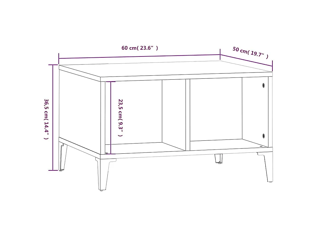 Tavolino da Salotto Bianco 60x50x36,5 cm in Legno Multistrato