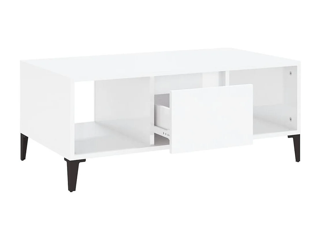 Table basse Blanc brillant 90x50x36,5 cm Bois d'ingénierie