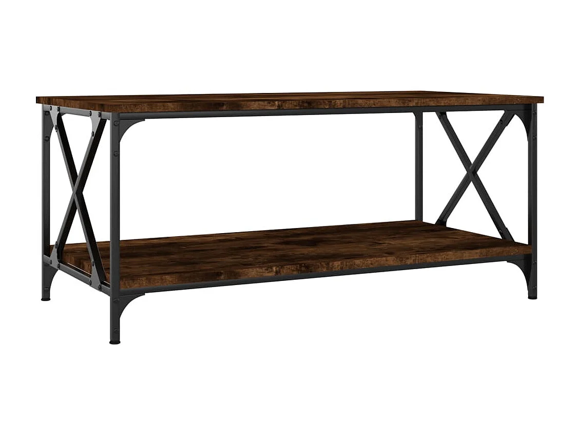 Tavolino Rovere Fumo 100x50x45 cm in Legno Multistrato e Ferro
