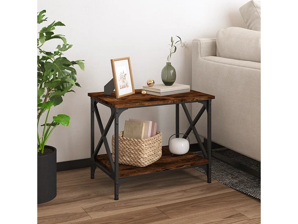 Table d'appoint Chêne fumé 55x38x45 cm Bois d'ingénierie