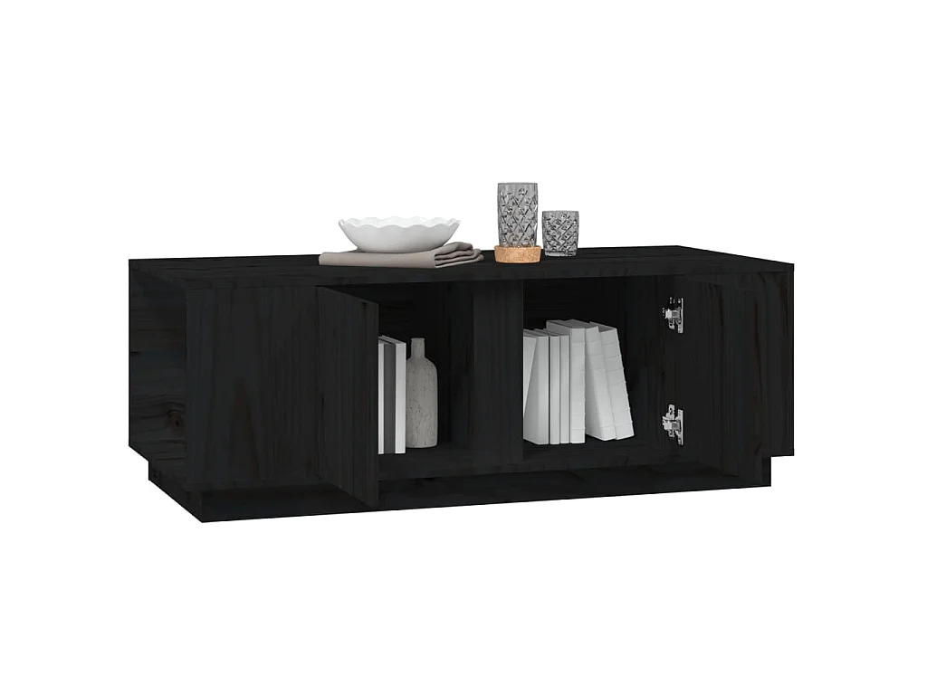 Mesa de centro 110x50x40 cm madeira de pinho maciça preto
