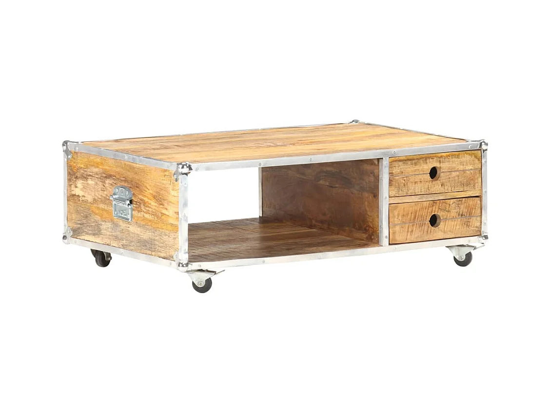 Couchtisch 89x59x33 cm Massives Raues Mangoholz