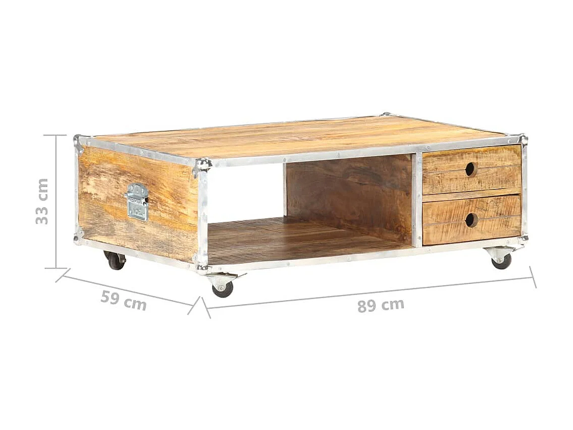 Table basse 89x59x33 cm Bois massif de manguier brut