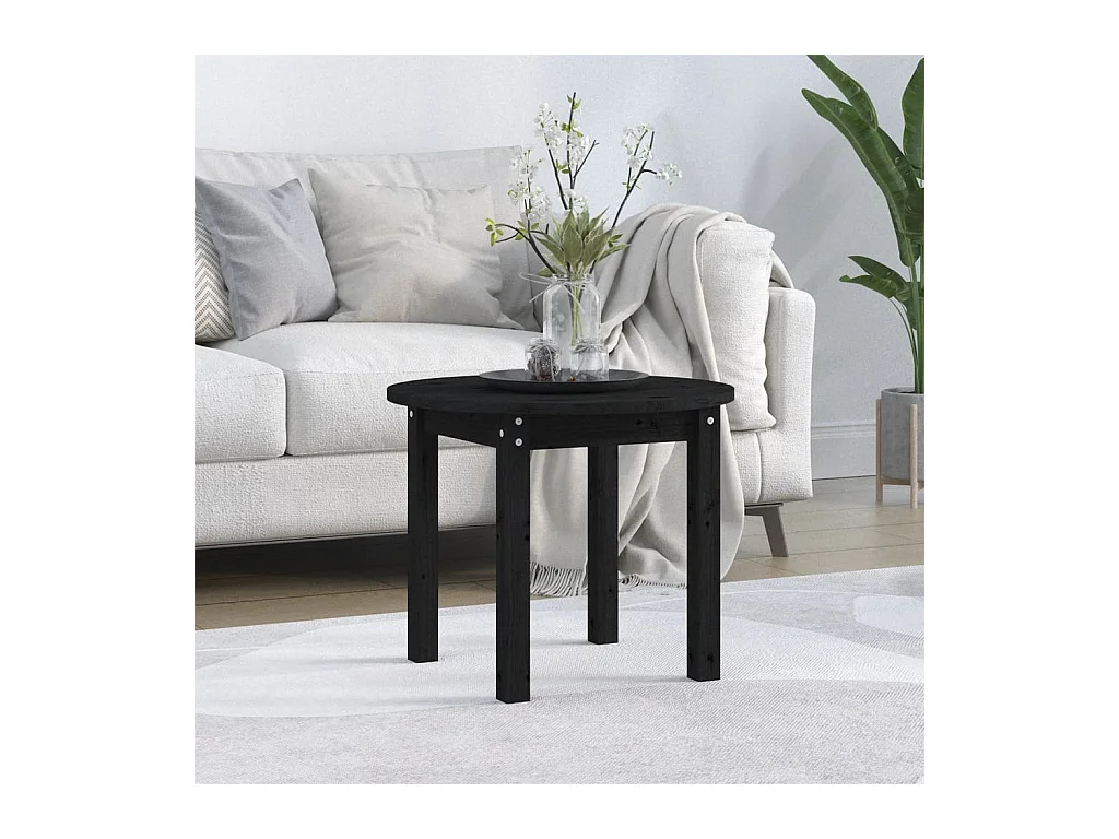 Table basse Noir Ø 55x45 cm Bois massif de pin