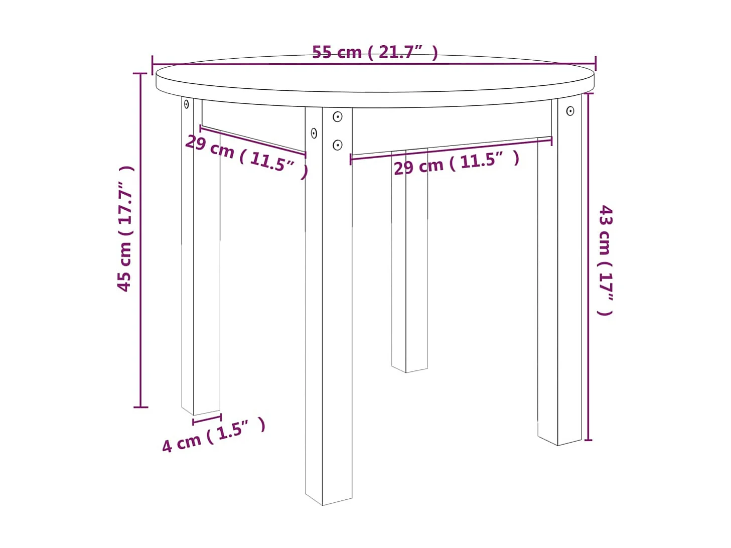 Tavolino da Salotto Nero Ø 55x45 cm in Legno Massello di Pino