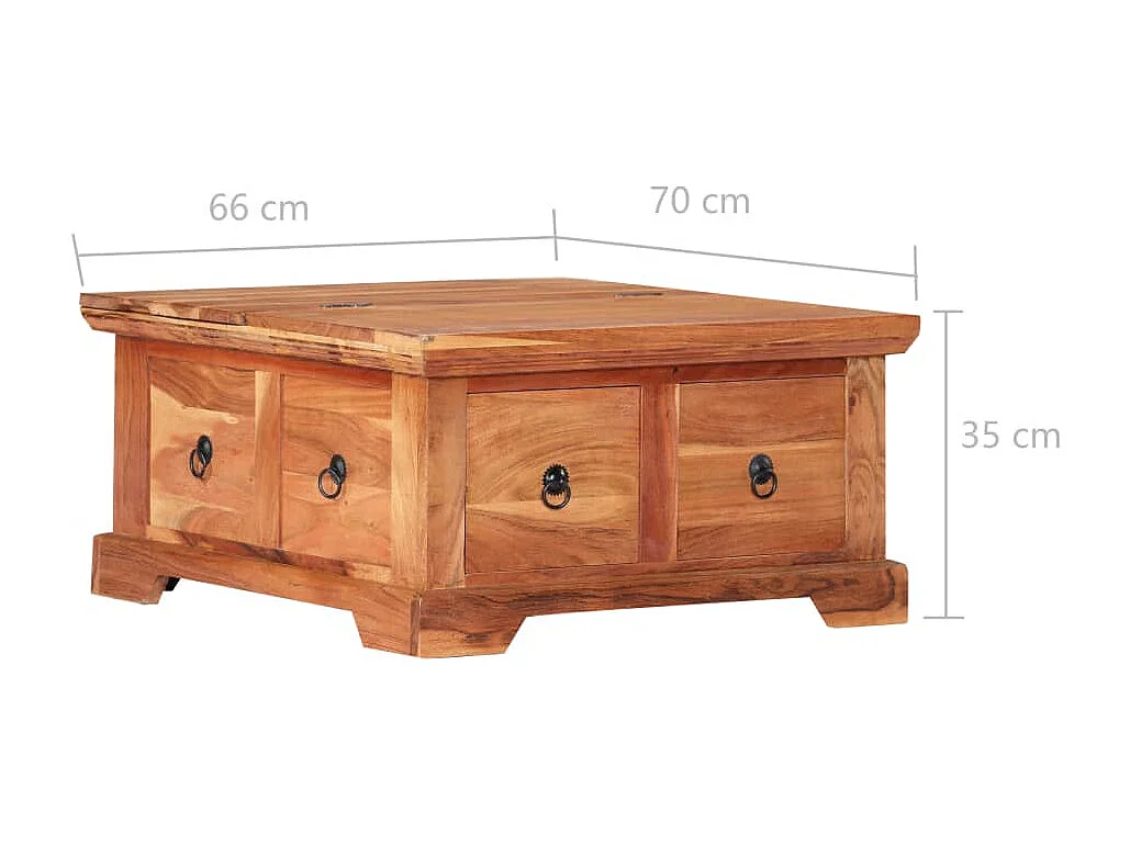 Table basse 66x70x35 cm Bois solide d'acacia