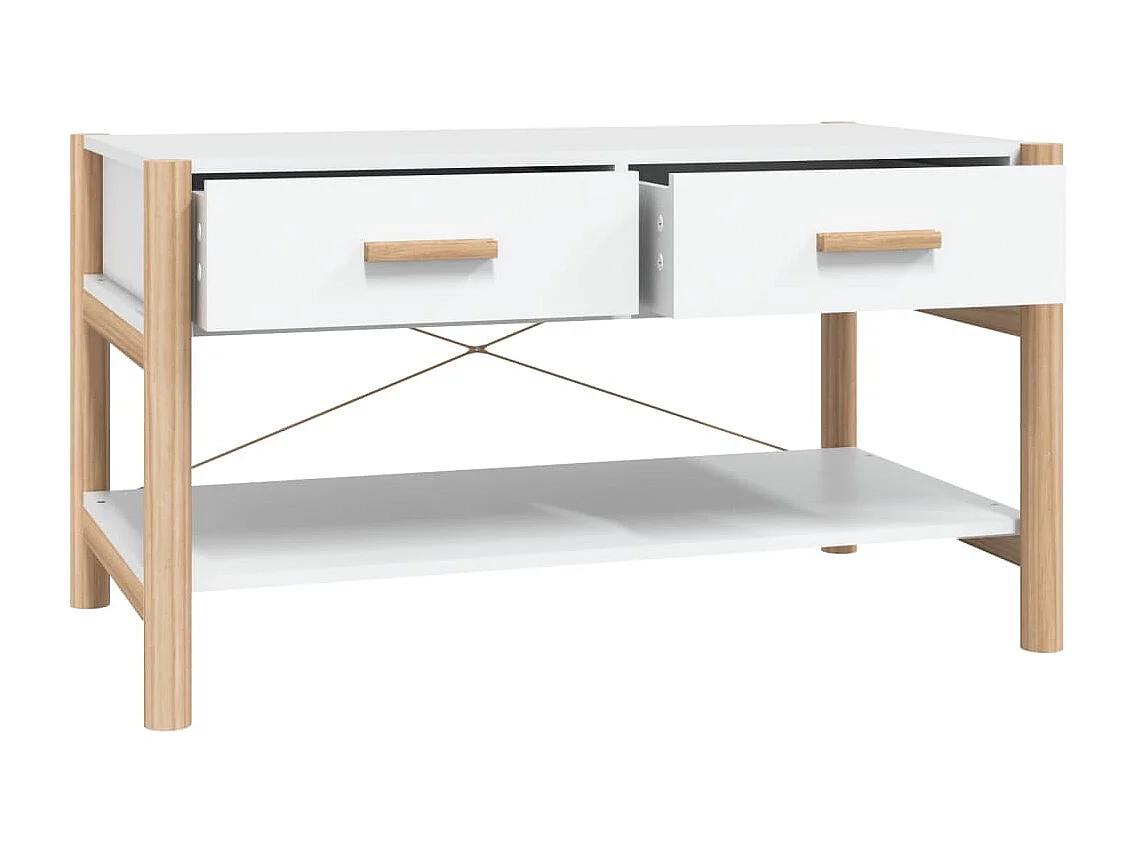 Table basse Blanc 82x48x45 cm Bois d'ingénierie