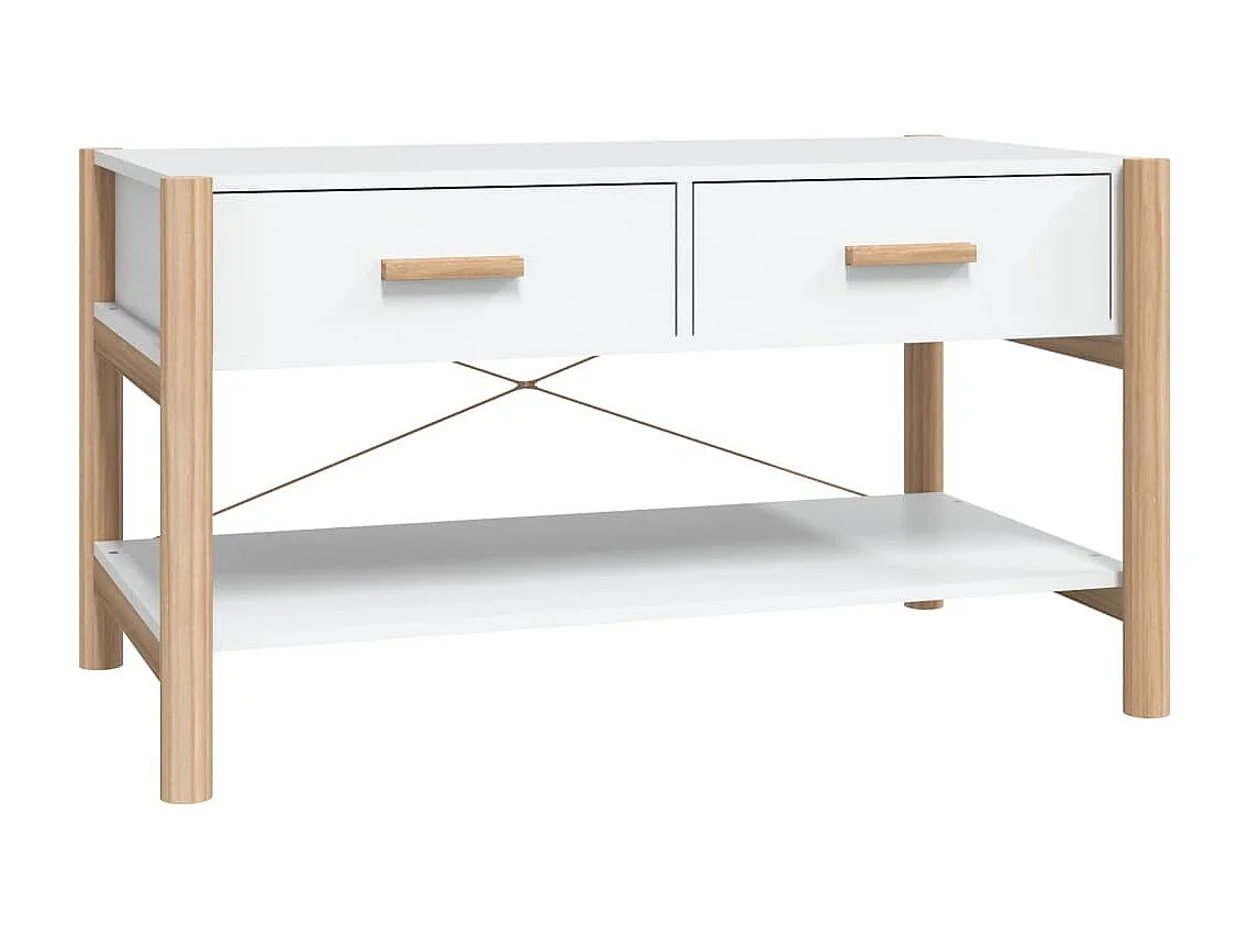 Table basse Blanc 82x48x45 cm Bois d'ingénierie